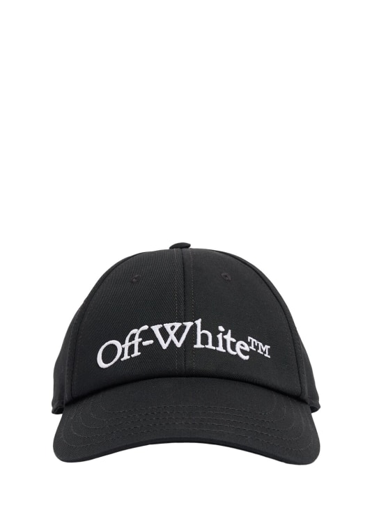 Off-White: Bookish cotton drill baseball cap - Siyah - men_0 | Luisa Via Roma
