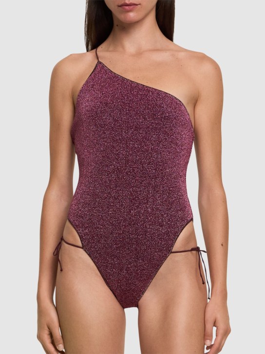 Oséree Swimwear: Lumiere lurex one piece swimsuit - Purple - women_1 | Luisa Via Roma