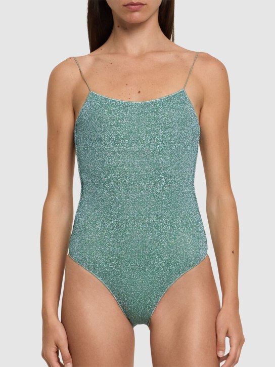 Oséree Swimwear: Costume intero Lumière in lurex - Verde Chiaro - women_1 | Luisa Via Roma