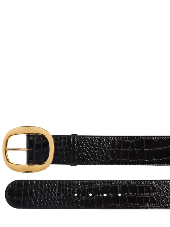 Tom Ford: Shiny croc embossed belt - Black - women_1 | Luisa Via Roma