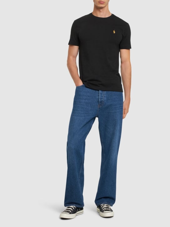 Polo Ralph Lauren: Camiseta de jersey de algodón con logo - Negro - men_1 | Luisa Via Roma