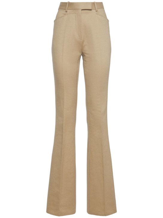 Tom Ford: Tailored cotton moleskin wide pants - Beige - women_0 | Luisa Via Roma