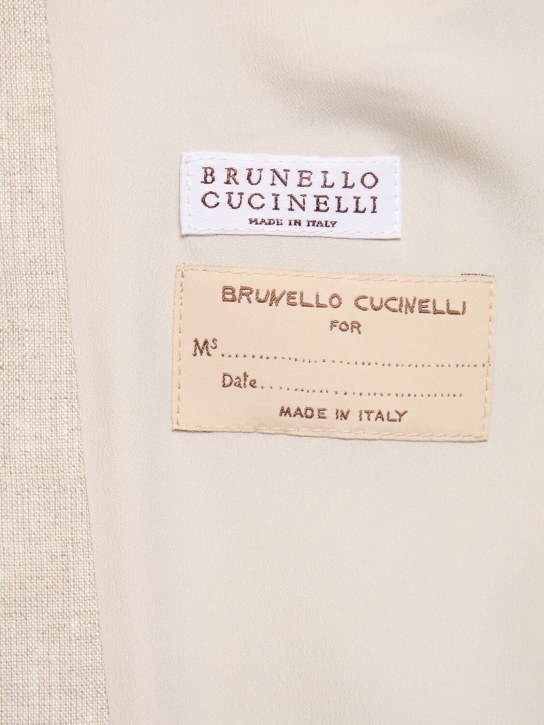 Brunello Cucinelli: 单排扣亚麻夹克 - 浅米黄色 - women_6 | Luisa Via Roma