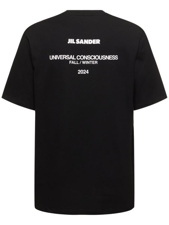 Jil Sander: Logo print cotton jersey t-shirt - men_4 | Luisa Via Roma