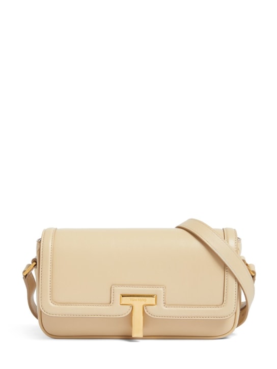 Tom Ford: E/W shiny smooth leather shoulder bag - Cappuccino - women_0 | Luisa Via Roma
