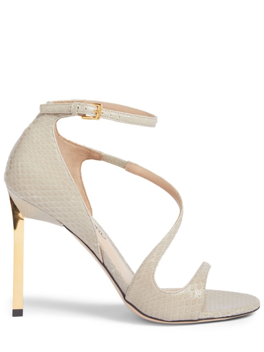 Tom Ford: Sandales en peau de serpent Newton 105 mm - Gris Perle - women_0 | Luisa Via Roma