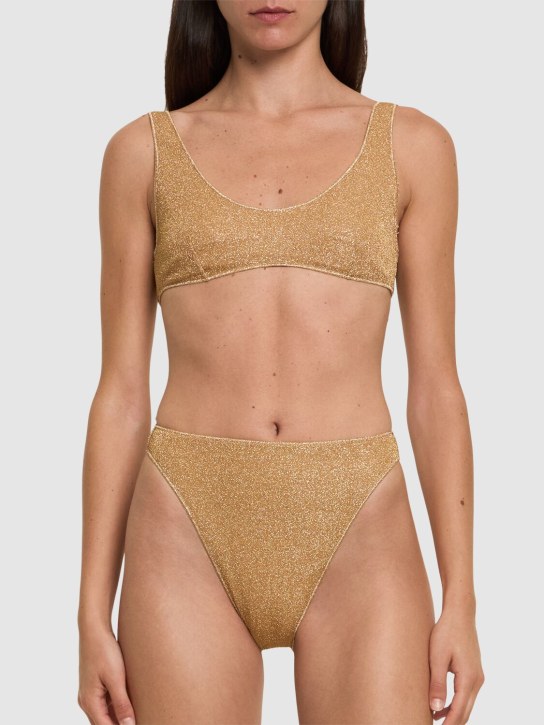 Oséree Swimwear: Sporty 90' high waist lurex bikini - Gold - women_1 | Luisa Via Roma