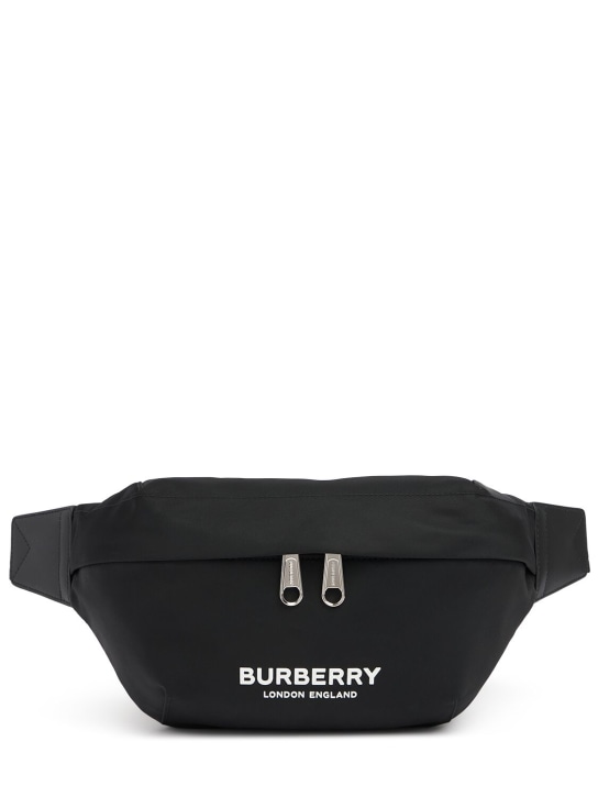 Burberry: Marsupio in nylon con logo - Nero - men_0 | Luisa Via Roma