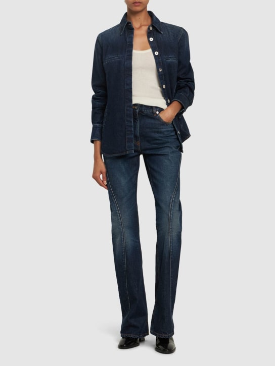 Ferragamo: Denim medium waist straight jeans - Mavi - women_1 | Luisa Via Roma