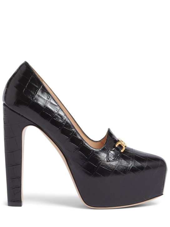 Tom Ford: 135mm Whitney croc embossed pumps - Black - women_0 | Luisa Via Roma