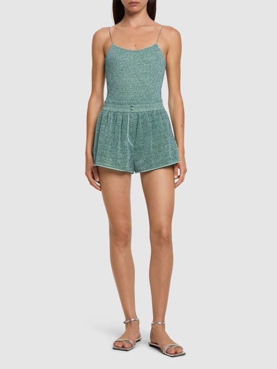 Oséree Swimwear: Lumiere lurex shorts - Light Green - women_1 | Luisa Via Roma