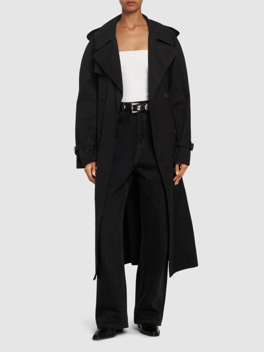 Wardrobe.nyc: Compact cotton drill trench coat - Siyah - women_1 | Luisa Via Roma