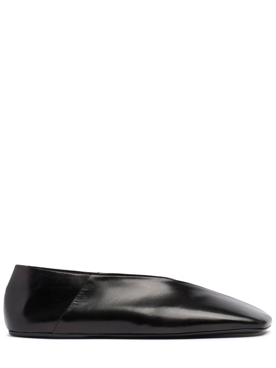 Jil Sander: 10毫米Folded皮革芭蕾平底鞋 - 黑色 - women_0 | Luisa Via Roma