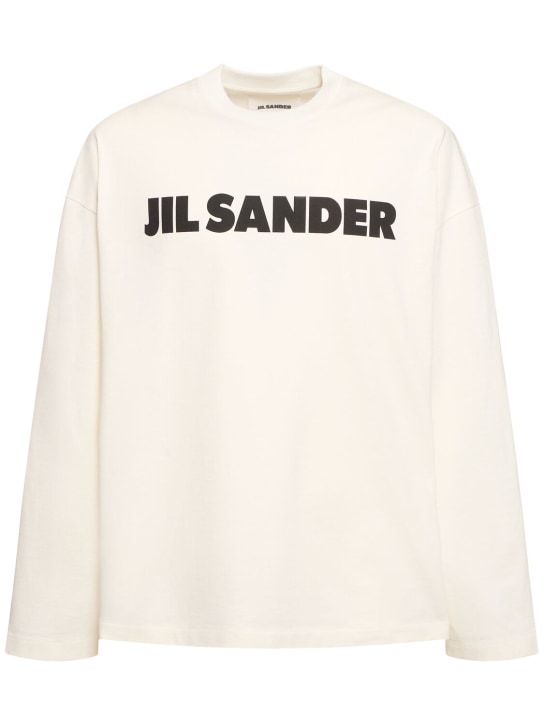 Jil Sander: Logo印花长袖T恤 - 瓷白 - women_0 | Luisa Via Roma