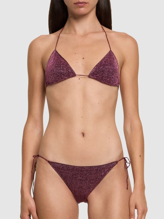 Oséree Swimwear: Lumiere lurex triangle bikini - Purple - women_1 | Luisa Via Roma