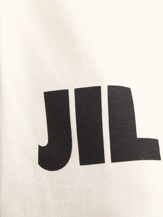Jil Sander: T-shirt en jersey de coton imprimé logo - Off-White - women_1 | Luisa Via Roma