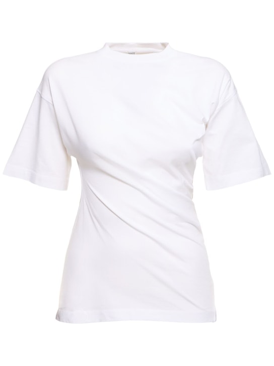 Toteme: 扭曲有机棉平纹针织上衣 - 白色 - women_0 | Luisa Via Roma
