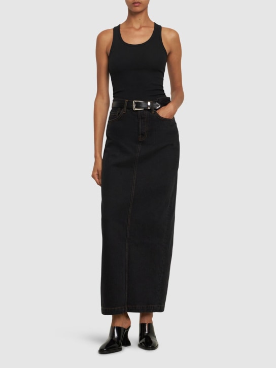 Wardrobe.nyc: Falda de algodón denim - Negro - women_1 | Luisa Via Roma