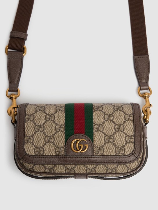 Gucci: Ophidia GG crossbody bag - 米黄色/棕色 - men_1 | Luisa Via Roma