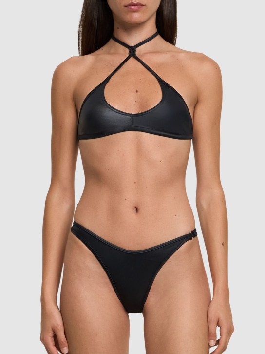 Palm Angels: Monogram Crossover lycra bikini bottoms - Siyah - women_1 | Luisa Via Roma