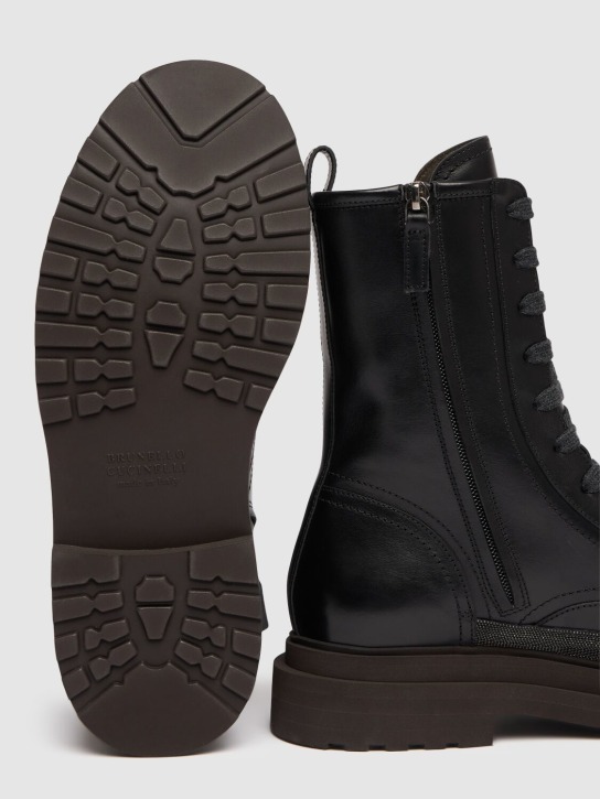 Brunello Cucinelli: 30毫米皮革&水晶军风靴 - 黑色 - women_4 | Luisa Via Roma