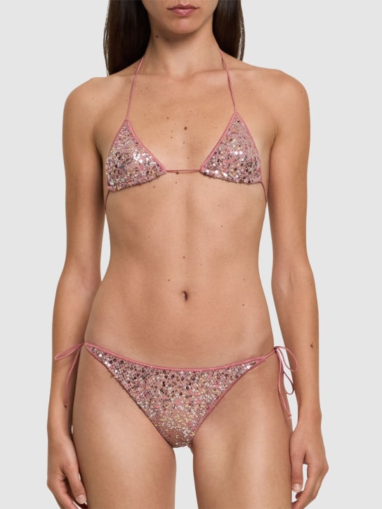 Oséree Swimwear: Bikini a triangolo con decorazioni - Rosa - women_1 | Luisa Via Roma