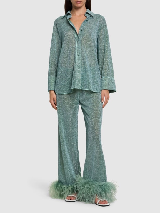 Oséree Swimwear: Lumiere lurex shirt - Light Green - women_1 | Luisa Via Roma