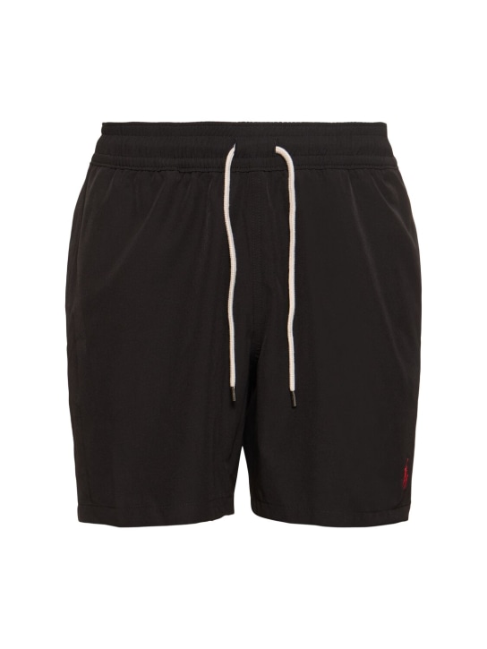 Polo Ralph Lauren: Traveler stretch tech swim shorts w/logo - Black - men_0 | Luisa Via Roma
