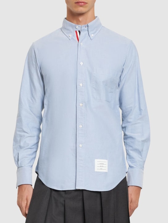 Thom Browne: Classic oxford button down shirt - Light Blue - men_2 | Luisa Via Roma