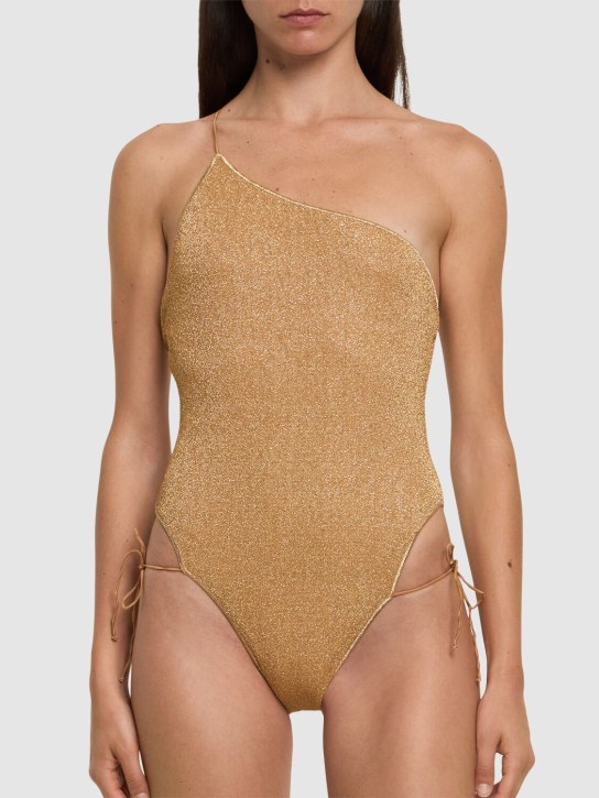 Oséree Swimwear: Lumiere lurex one piece swimsuit - Gold - women_1 | Luisa Via Roma
