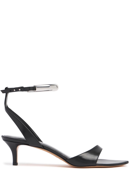 Isabel Marant: 50mm Alziry-GD leather sandals - Siyah/Gümüş - women_0 | Luisa Via Roma