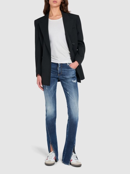 Dsquared2: Icon mid rise straight jeans w/slits - women_1 | Luisa Via Roma