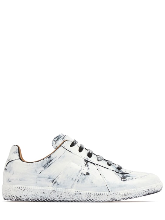 Maison Margiela: Replica Bianchetto leather low sneakers - White - men_0 | Luisa Via Roma