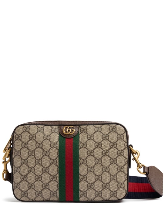 Gucci: Ophidia GG shoulder bag - Beige/Brown - men_0 | Luisa Via Roma