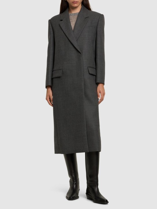Brunello Cucinelli: Wool single breast midi coat - Grey - women_1 | Luisa Via Roma