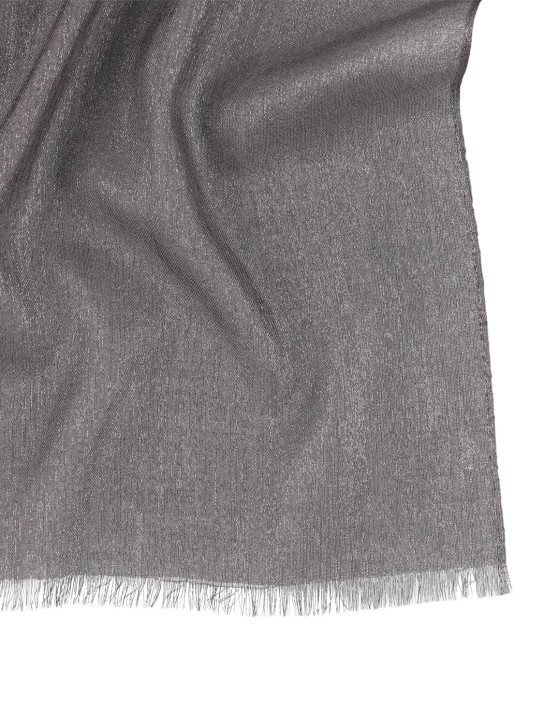 Brunello Cucinelli: Laminated cashmere blend scarf - Piombo Grey - women_1 | Luisa Via Roma
