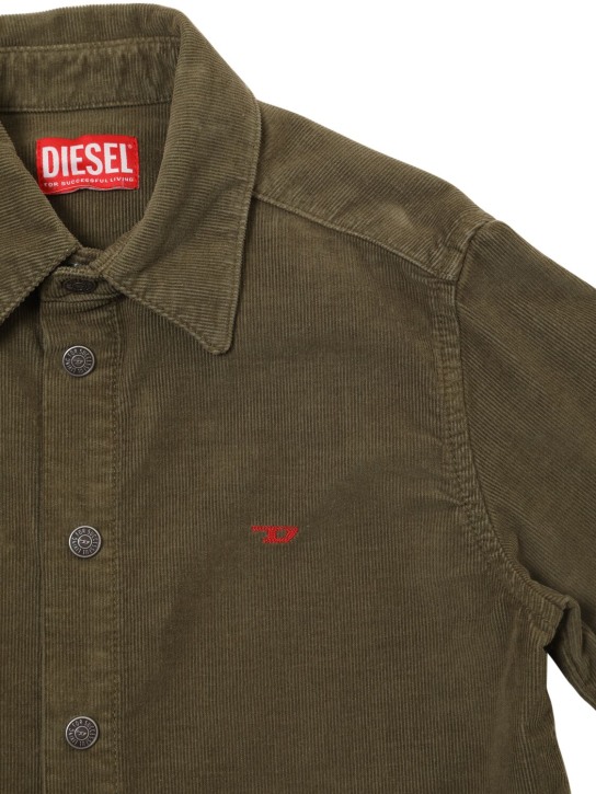 Diesel Kids: Overshirt aus Baumwollkord - Dunkelgrün - kids-boys_1 | Luisa Via Roma