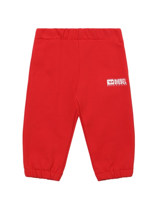 Diesel Kids: Pantalon en coton à logo - Rouge - kids-boys_0 | Luisa Via Roma
