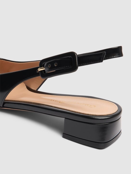 Gianvito Rossi: 20mm Tokio leather slingback flats - Black - women_3 | Luisa Via Roma
