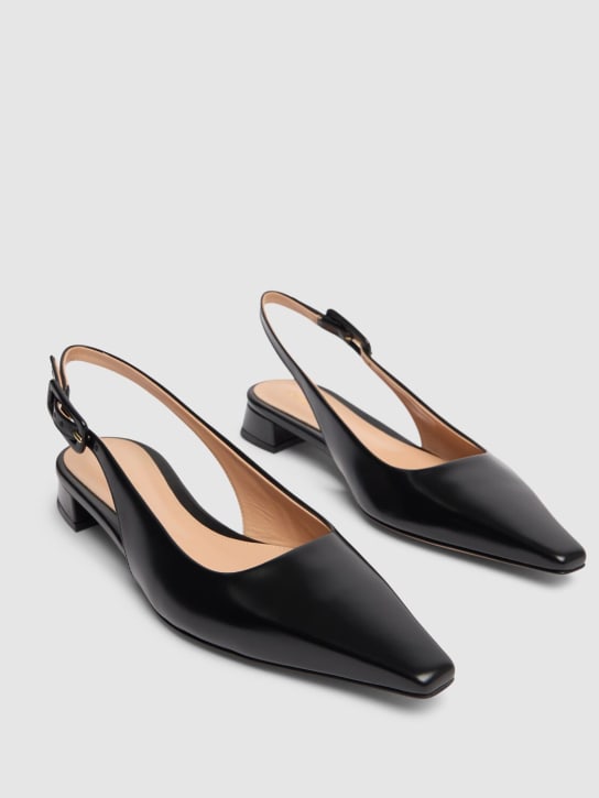 Gianvito Rossi: 20mm Tokio leather slingback flats - Black - women_2 | Luisa Via Roma