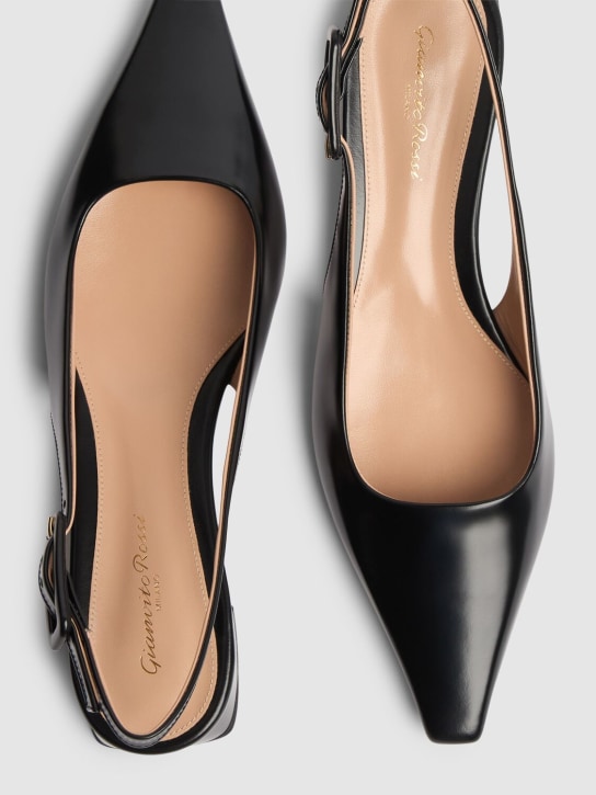 Gianvito Rossi: 20mm Tokio leather slingback flats - Black - women_4 | Luisa Via Roma