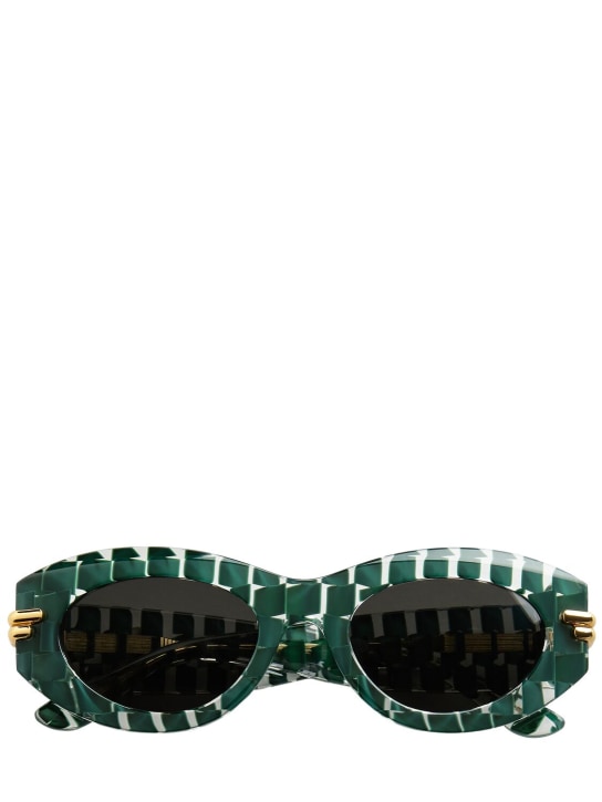 Bottega Veneta: BV1322S Mitre acetate oval sunglasses - Yeşil - women_0 | Luisa Via Roma