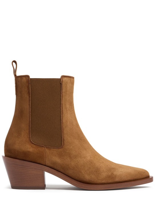 Gianvito Rossi: 45mm Suede ankle boots - Camel - women_0 | Luisa Via Roma