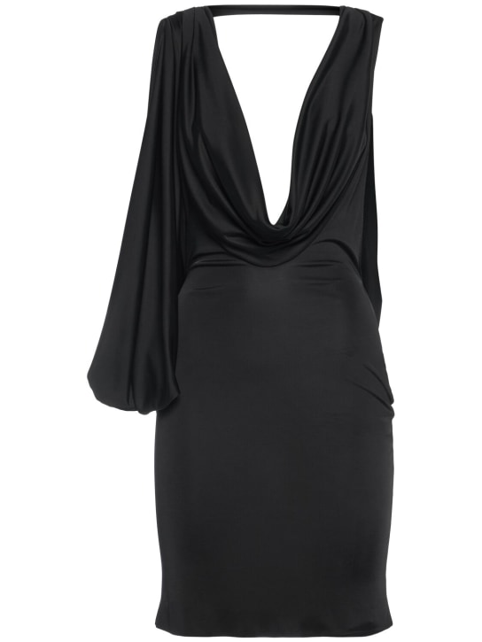 Dsquared2: Shiny viscose jersey short dress - Siyah - women_0 | Luisa Via Roma