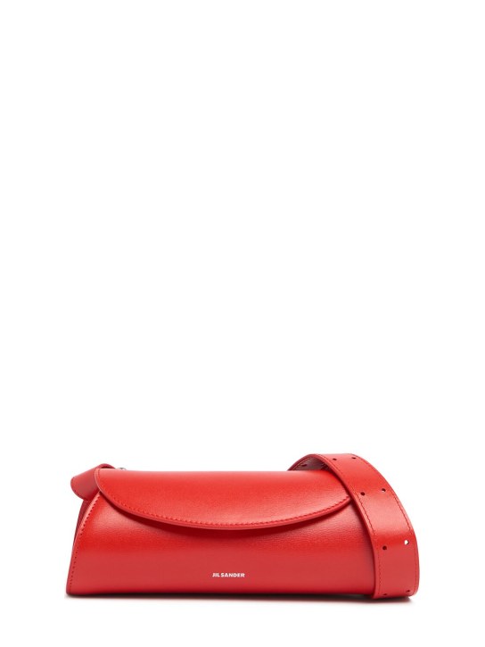 Jil Sander: Mini Cannolo palmellato leather bag - Poppy Red - women_0 | Luisa Via Roma