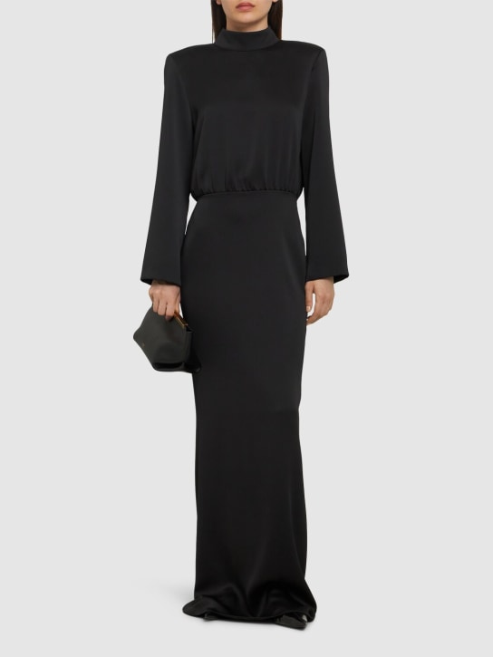 Mvp Wardrobe: Vestido largo de satén espalda abierta - Negro - women_1 | Luisa Via Roma