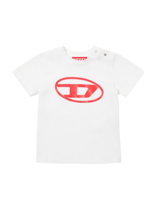 Diesel Kids: T-shirt en jersey de coton imprimé logo - Blanc - kids-boys_0 | Luisa Via Roma