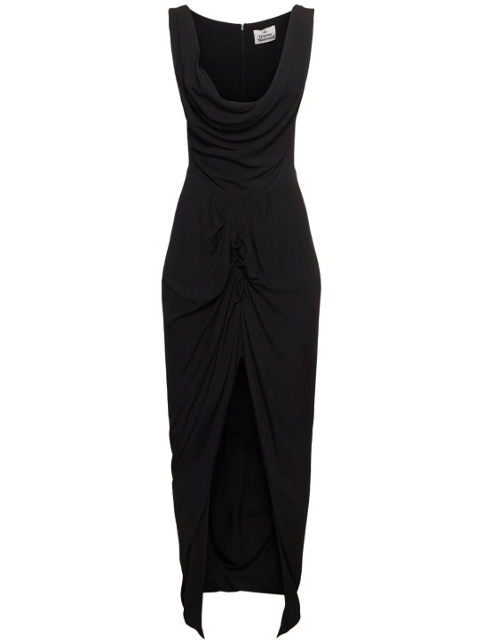 Vivienne Westwood: Panther corset jersey long dress - Siyah - women_0 | Luisa Via Roma