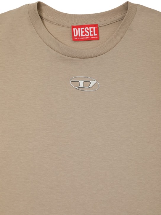 Diesel Kids: Cotton jersey t-shirt w/logo - Beige - kids-boys_1 | Luisa Via Roma