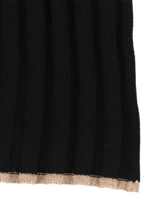 Brunello Cucinelli: Fine cashmere rib knit scarf - Black/Camel - men_2 | Luisa Via Roma